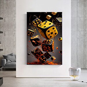 Poker Zar Temalı Kanvas Tablo – Büyük Boy Duvar Dekoru