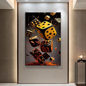 Poker Zar Temalı Kanvas Tablo – Büyük Boy Duvar Dekoru