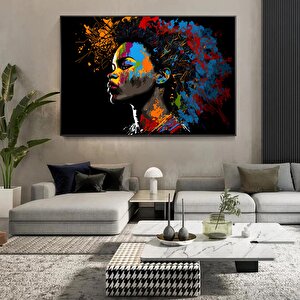 Modern Afro-amerikan Kadın Graffiti Duvar Sanatı, Kadın Graffiti Duvar Dekoru 60x120 cm