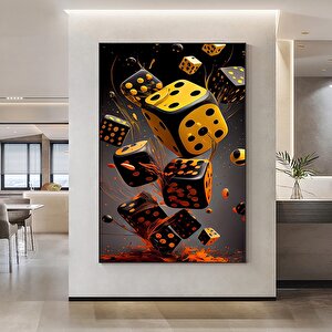 Poker Zar Temalı Kanvas Tablo – Büyük Boy Duvar Dekoru 80x120 cm