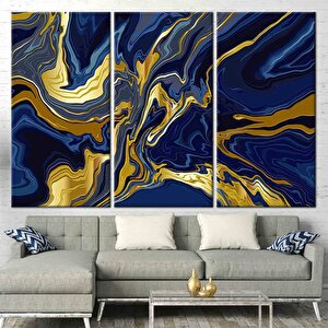 Lüks Mermer Duvar Dekoru, Lacivert Duvar Kanvası, Alkol Mürekkebi Ve Altın Detaylı 40x60 cm