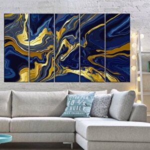 Lüks Mermer Duvar Dekoru, Lacivert Duvar Kanvası, Alkol Mürekkebi Ve Altın Detaylı