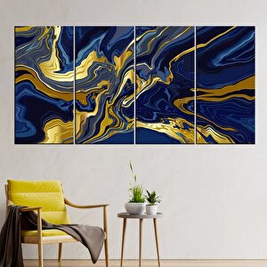 Lüks Mermer Duvar Dekoru, Lacivert Duvar Kanvası, Alkol Mürekkebi Ve Altın Detaylı