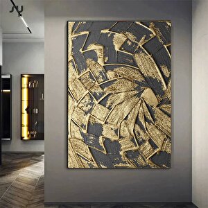Siyah Ve Altın Soyut; Lüks Kanvas Sanatı; Ofis Duvar Dekoru; Soyut Kanvas