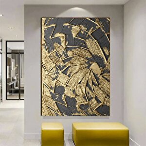 Siyah Ve Altın Soyut; Lüks Kanvas Sanatı; Ofis Duvar Dekoru; Soyut Kanvas