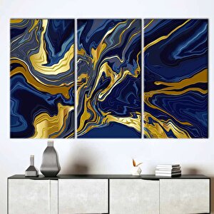 Lüks Mermer Duvar Dekoru, Lacivert Duvar Kanvası, Alkol Mürekkebi Ve Altın Detaylı