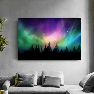 Aurora Borealis Kuzey Işıkları Kanada Ormanı Üzerinde, Kuzey Işıkları Duvar Sanatı
