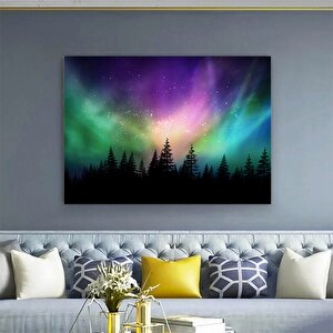 Aurora Borealis Kuzey Işıkları Kanada Ormanı Üzerinde, Kuzey Işıkları Duvar Sanatı