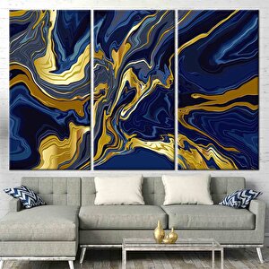 Lüks Mermer Duvar Dekoru, Lacivert Duvar Kanvası, Alkol Mürekkebi Ve Altın Detaylı 50x70 cm