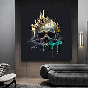 Kanvas Duvar Sanatı; Dev Kanvas; Kafatası Kral Posteri; Siyah Ve Altın Duvar Sanatı; Trendy Duvar Sa
