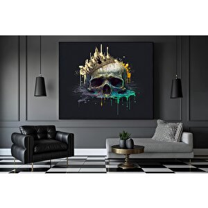 Kanvas Duvar Sanatı; Dev Kanvas; Kafatası Kral Posteri; Siyah Ve Altın Duvar Sanatı; Trendy Duvar Sa