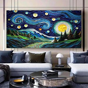 Van Gogh'ın Yıldızlı Gece Duvar Baskısı | Vincent Van Gogh Goblen | Manzara Duvar Asması Sanatı | Gö 80x160 cm
