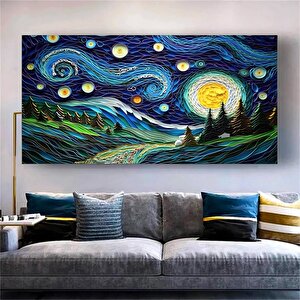 Van Gogh'ın Yıldızlı Gece Duvar Baskısı | Vincent Van Gogh Goblen | Manzara Duvar Asması Sanatı | Gö 80x160 cm