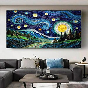 Van Gogh'ın Yıldızlı Gece Duvar Baskısı | Vincent Van Gogh Goblen | Manzara Duvar Asması Sanatı | Gö 80x160 cm