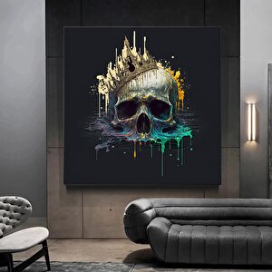 Kanvas Duvar Sanatı; Dev Kanvas; Kafatası Kral Posteri; Siyah Ve Altın Duvar Sanatı; Trendy Duvar Sa