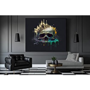 Kanvas Duvar Sanatı; Dev Kanvas; Kafatası Kral Posteri; Siyah Ve Altın Duvar Sanatı; Trendy Duvar Sa