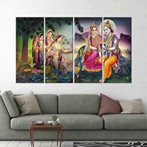 Radha Krishna Tablosu, Hindistan Geleneksel Reprodüksiyonu, Krishna Ve Radha Duvar Dekoru 70x100 cm