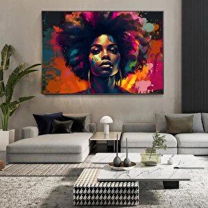 Modern Afro-amerikan Kadın Graffiti Duvar Sanatı. Kadın Graffiti Duvar Dekoru 50x70 cm
