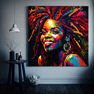Modern Afro-amerikan Kadın Graffiti Duvar Sanatı, Kadın Graffiti Temalı Dekor 120x120 cm