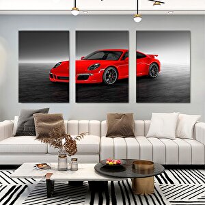 Kırmızı Porsche Garaj Kanvas Tablosu, Büyük Baskı, Aşırı Büyük Porsche 911 Poster Kanvası 120x180 cm