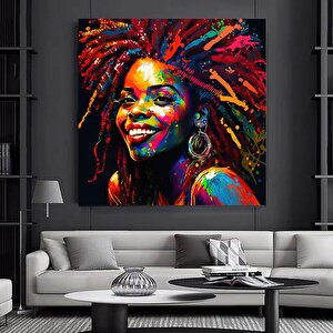 Modern Afro-amerikan Kadın Graffiti Duvar Sanatı, Kadın Graffiti Temalı Dekor 70x70 cm