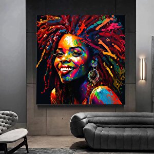 Modern Afro-amerikan Kadın Graffiti Duvar Sanatı, Kadın Graffiti Temalı Dekor 70x70 cm