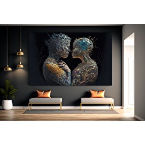Aşka Dair: İki Bedende Tek Ruh – Aşk Temalı Çift Kanvas Tablosu 80x160 cm