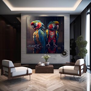 Papağan Soyut Sanat Kanvas 80x80 cm