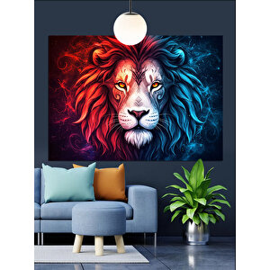 Aslan Yüzü Canlı Renkler Dekoratif Kanvas - Mdf Ahşap Tablo 50x70 cm
