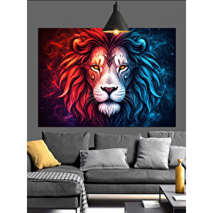 Aslan Yüzü Canlı Renkler Dekoratif Kanvas - Mdf Ahşap Tablo 50x70 cm
