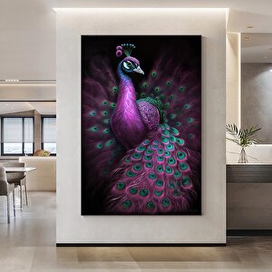 Modern Sanat Pembe Tavuskuşu – Lüks Dijital Baskı Sanatı; Tavuskuşu Kanvas Resmi 100x150 cm