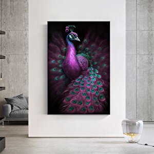 Modern Sanat Pembe Tavuskuşu – Lüks Dijital Baskı Sanatı; Tavuskuşu Kanvas Resmi