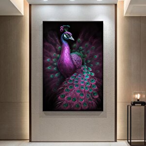 Modern Sanat Pembe Tavuskuşu – Lüks Dijital Baskı Sanatı; Tavuskuşu Kanvas Resmi