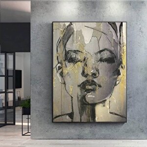 Soyut Kadın Portresi – Altın Makyajlı Kadın; Kadın Duvar Sanatı; Kadın Kanvas; Kadın Portresi; Kadın 20x30 cm