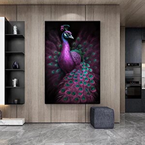 Modern Sanat Pembe Tavuskuşu – Lüks Dijital Baskı Sanatı; Tavuskuşu Kanvas Resmi