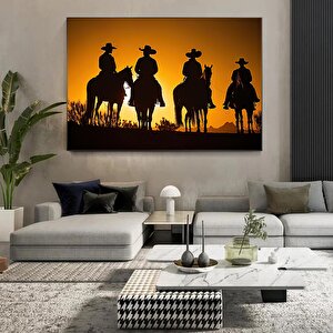 Gün Batımında Kovboylar Kanvas Tablosu, Kovboy Temalı Duvar Sanatı