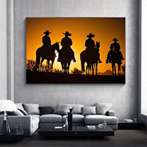 Gün Batımında Kovboylar Kanvas Tablosu, Kovboy Temalı Duvar Sanatı