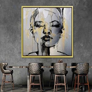 Soyut Kadın Portresi – Altın Makyajlı Kadın; Kadın Duvar Sanatı; Kadın Kanvas; Kadın Portresi; Kadın 60x120 cm