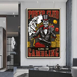 Ölümcül Dörtlü – İskelet Poker Duvar Sanatı; İskelet Poker Oynayan Kanvas Baskı; Poker Kanvas Sanatı 80x120 cm
