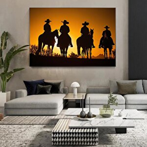 Gün Batımında Kovboylar Kanvas Tablosu, Kovboy Temalı Duvar Sanatı