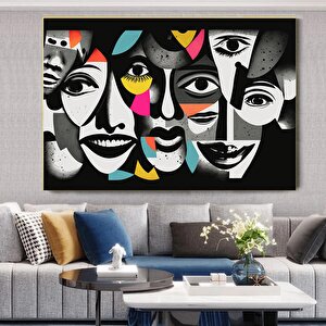 Modern Sanat Kanvası, Soyut İnsan Duvar Dekoru, Soyut Kanvas Sanatı, Renkli Yüz Kanvas Sanatı