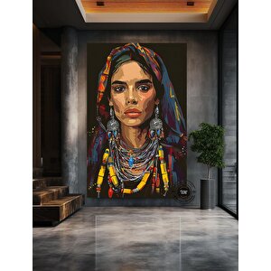Faslı Berberi Kadın Kanvas Tablosu; Renkli Kadın Duvar Sanatı; Fas Dekoru