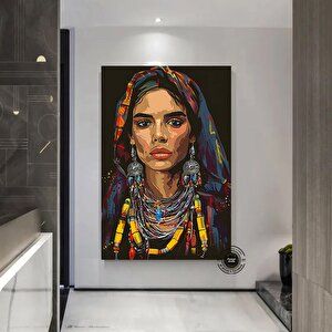 Faslı Berberi Kadın Kanvas Tablosu; Renkli Kadın Duvar Sanatı; Fas Dekoru