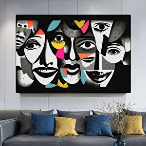 Modern Sanat Kanvası, Soyut İnsan Duvar Dekoru, Soyut Kanvas Sanatı, Renkli Yüz Kanvas Sanatı