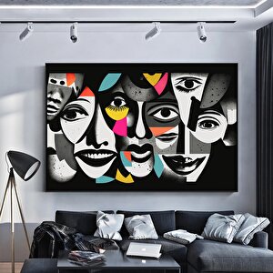 Modern Sanat Kanvası, Soyut İnsan Duvar Dekoru, Soyut Kanvas Sanatı, Renkli Yüz Kanvas Sanatı 50x70 cm