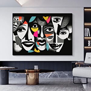 Modern Sanat Kanvası, Soyut İnsan Duvar Dekoru, Soyut Kanvas Sanatı, Renkli Yüz Kanvas Sanatı 80x120 cm