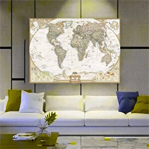 Dağınık Tarzda Dünya Haritası Kanvas Baskı, Dünya Haritası Duvar Dekoru