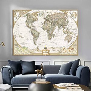 Dağınık Tarzda Dünya Haritası Kanvas Baskı, Dünya Haritası Duvar Dekoru 40x60 cm