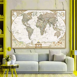 Dağınık Tarzda Dünya Haritası Kanvas Baskı, Dünya Haritası Duvar Dekoru 40x60 cm