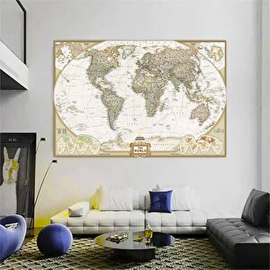 Dağınık Tarzda Dünya Haritası Kanvas Baskı, Dünya Haritası Duvar Dekoru